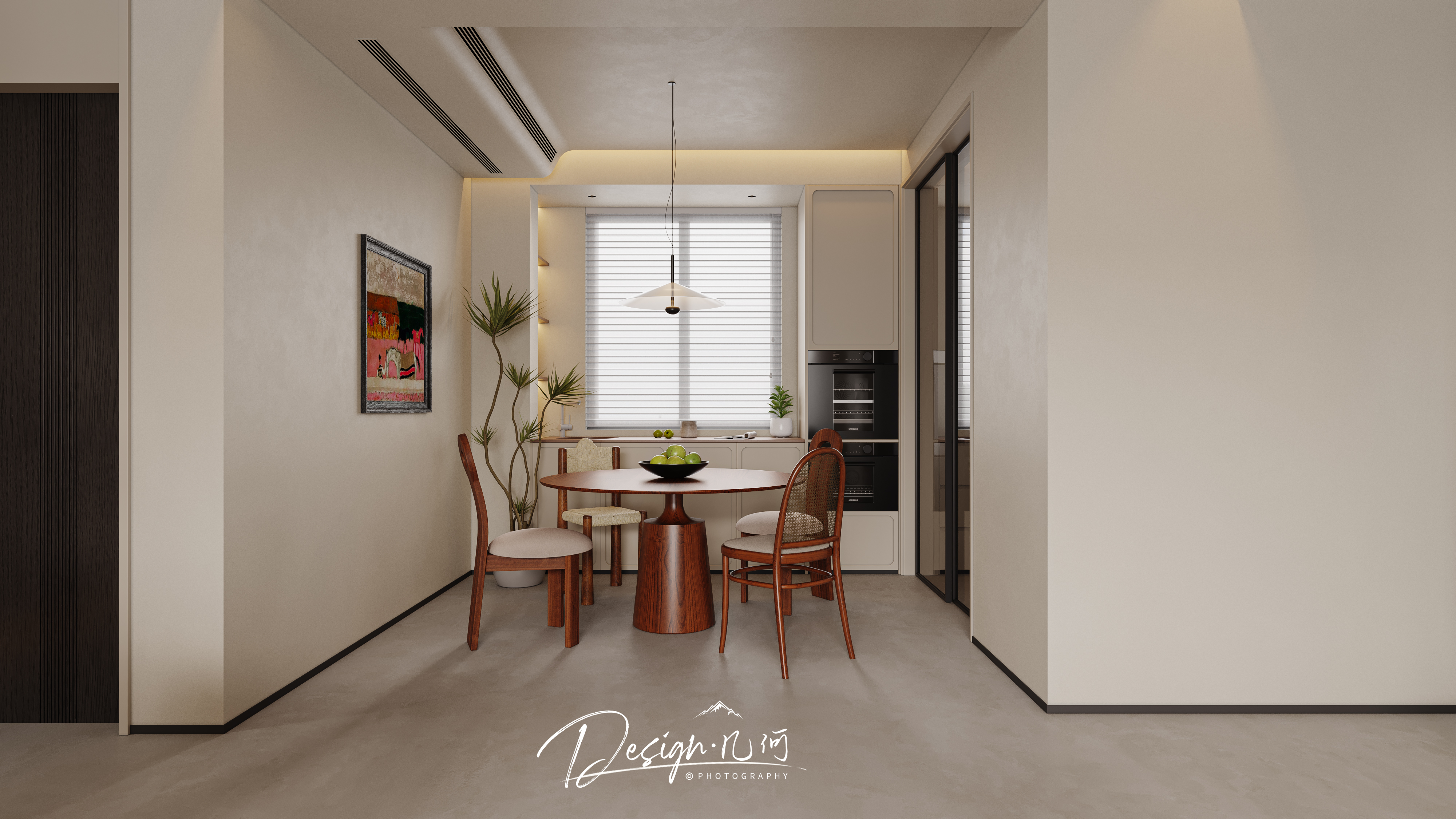 几何空间视觉表现 | 中粮山河甲第现代奶油风客餐厅-3