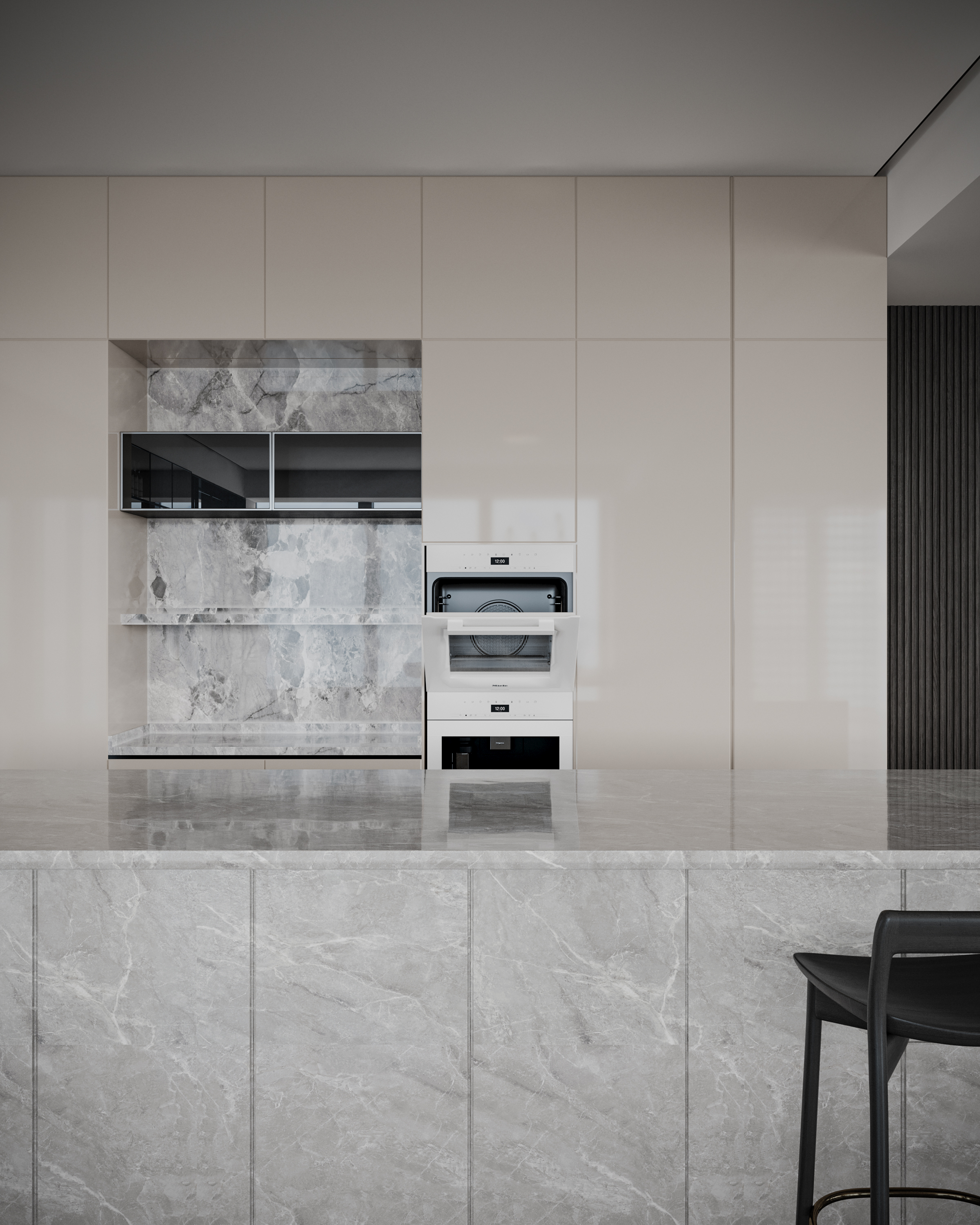 现代风格大平层家装效果丨冈舍效果图表现-14