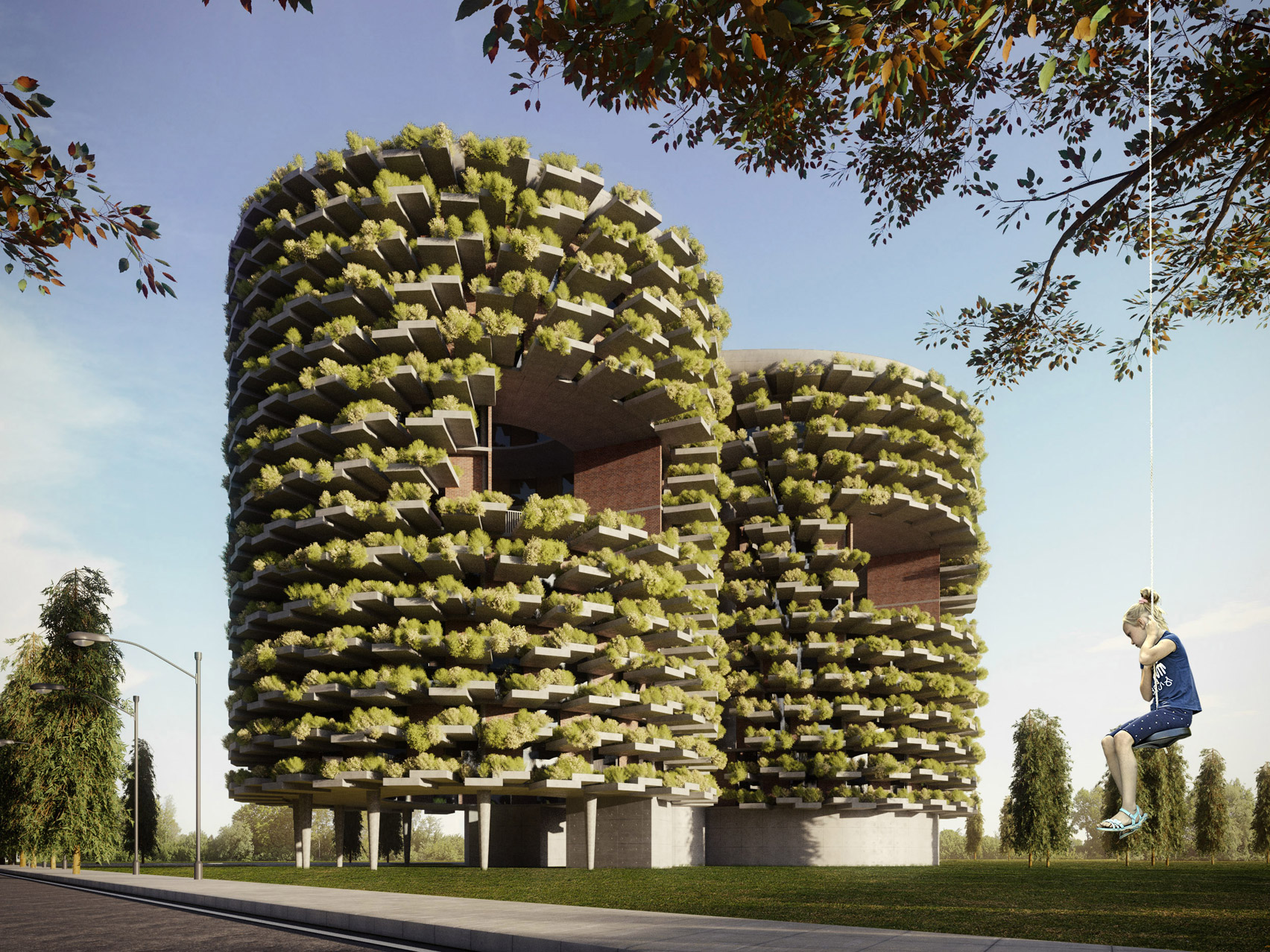 印度 Pune 绿色植物覆盖的 Forest School 建筑设计-25