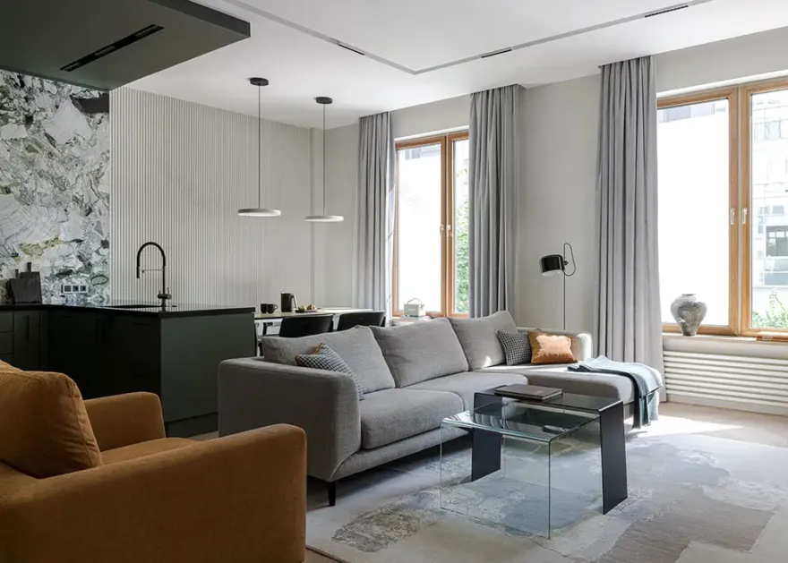 独特绿角厨房,打破平凡的现代设计公寓-3