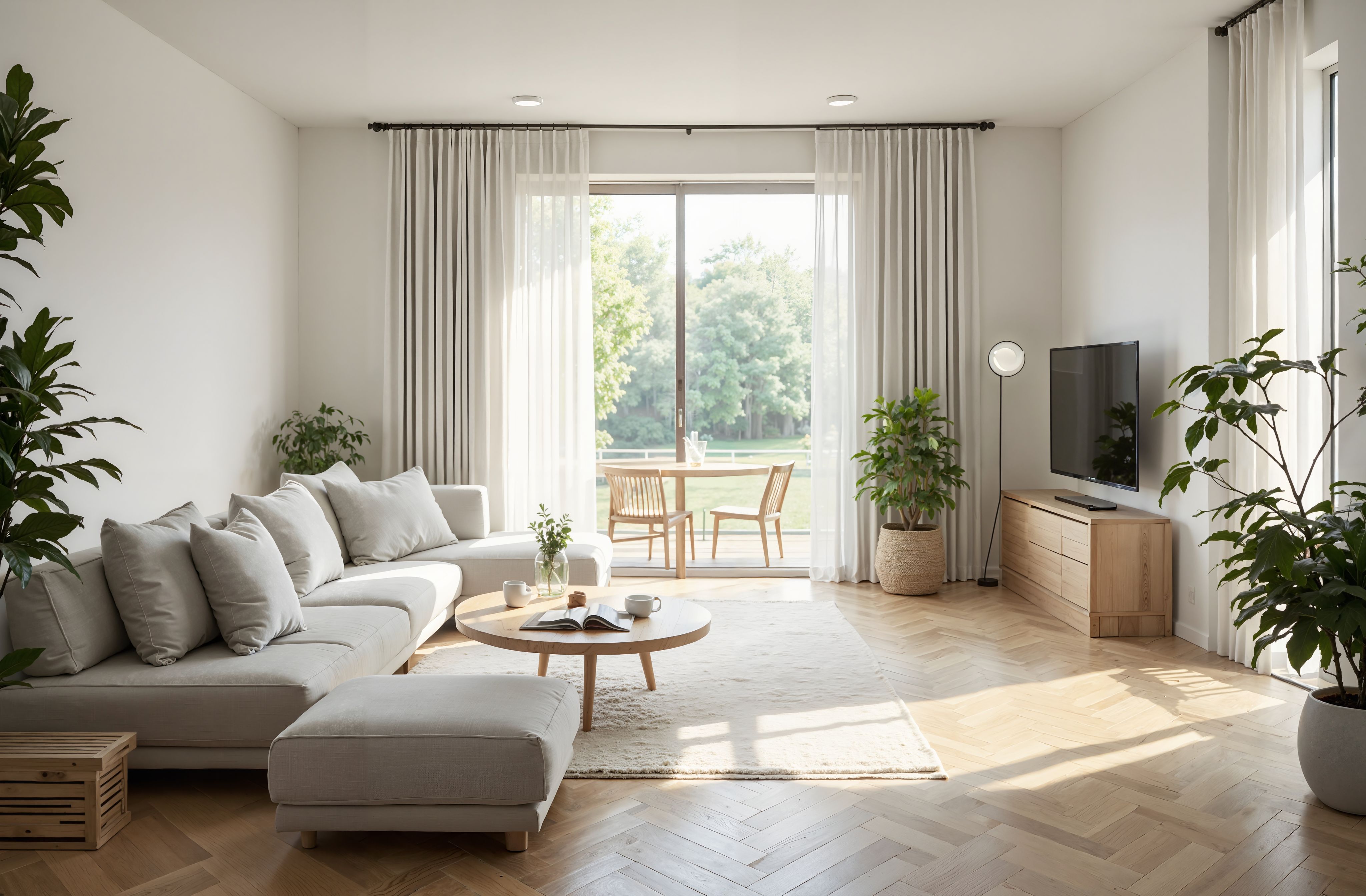 奶油色与木纹共舞:治愈系客厅光影魔术-6