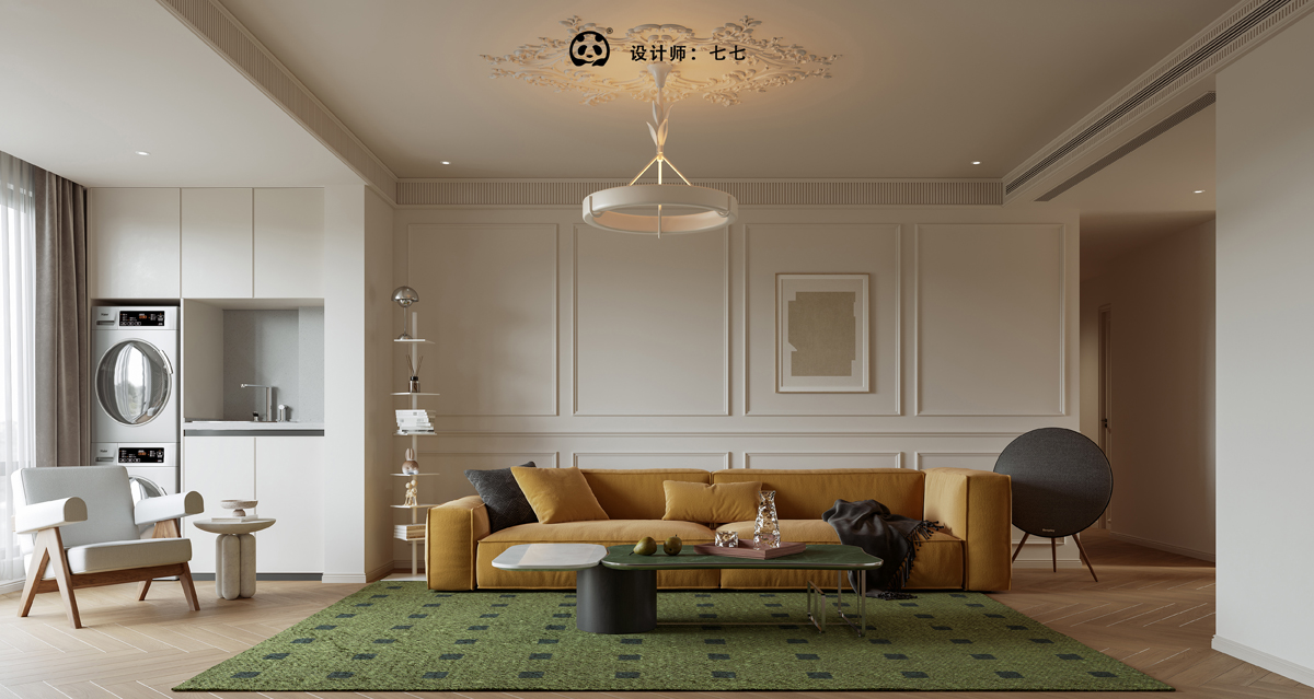 今天的家装效果图是黄绿打造的夏日风情~-0