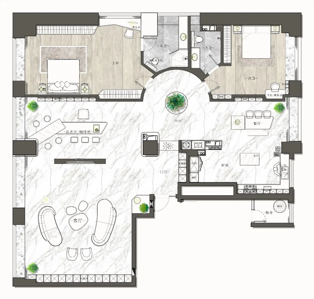 意式极简平层住宅设计丨中国延安丨赵振庭-21