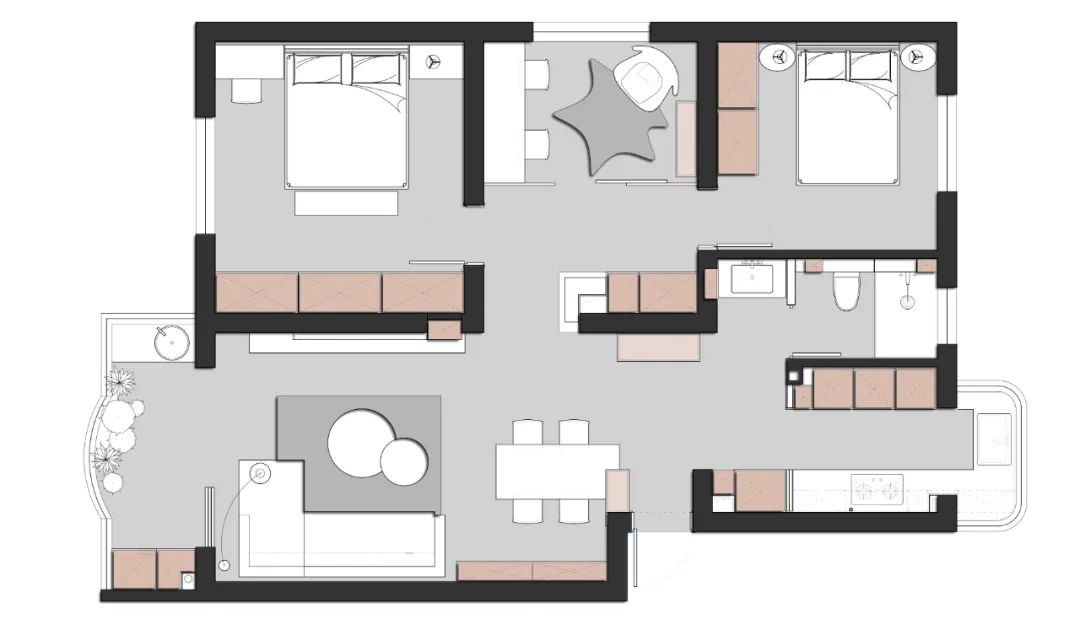 88 平旧房改造,动静分离的现代简约家居-35