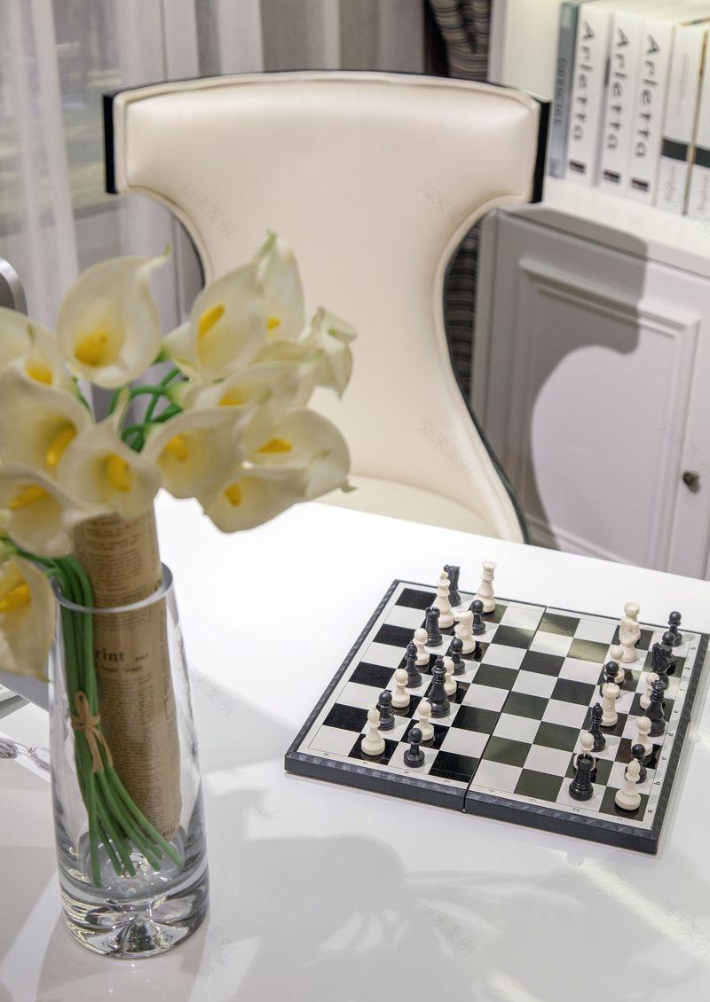 《万锦·紫园》新古典风格样板间 | 黑白灰与橘色的艺术碰撞-19