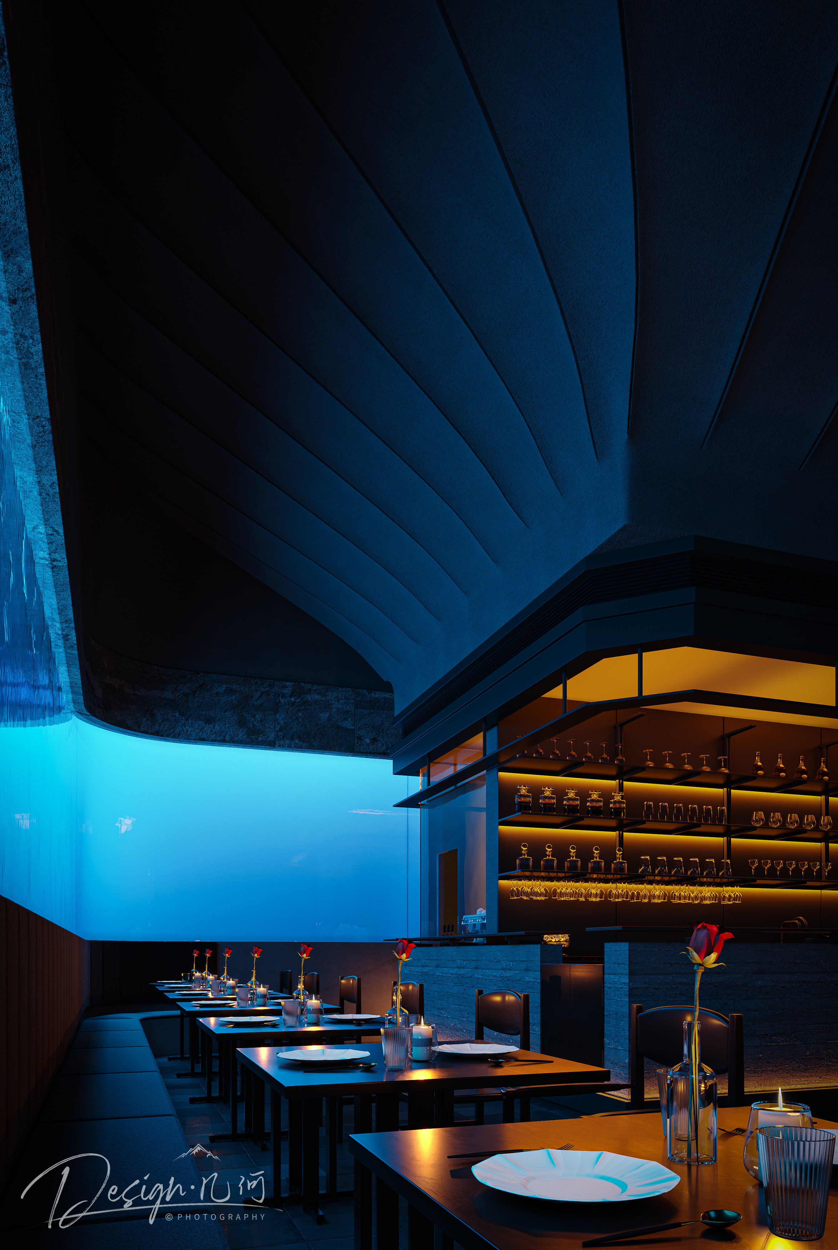 几何空间视觉表现 | 实景临摹厦门阿罗海反正餐厅-9