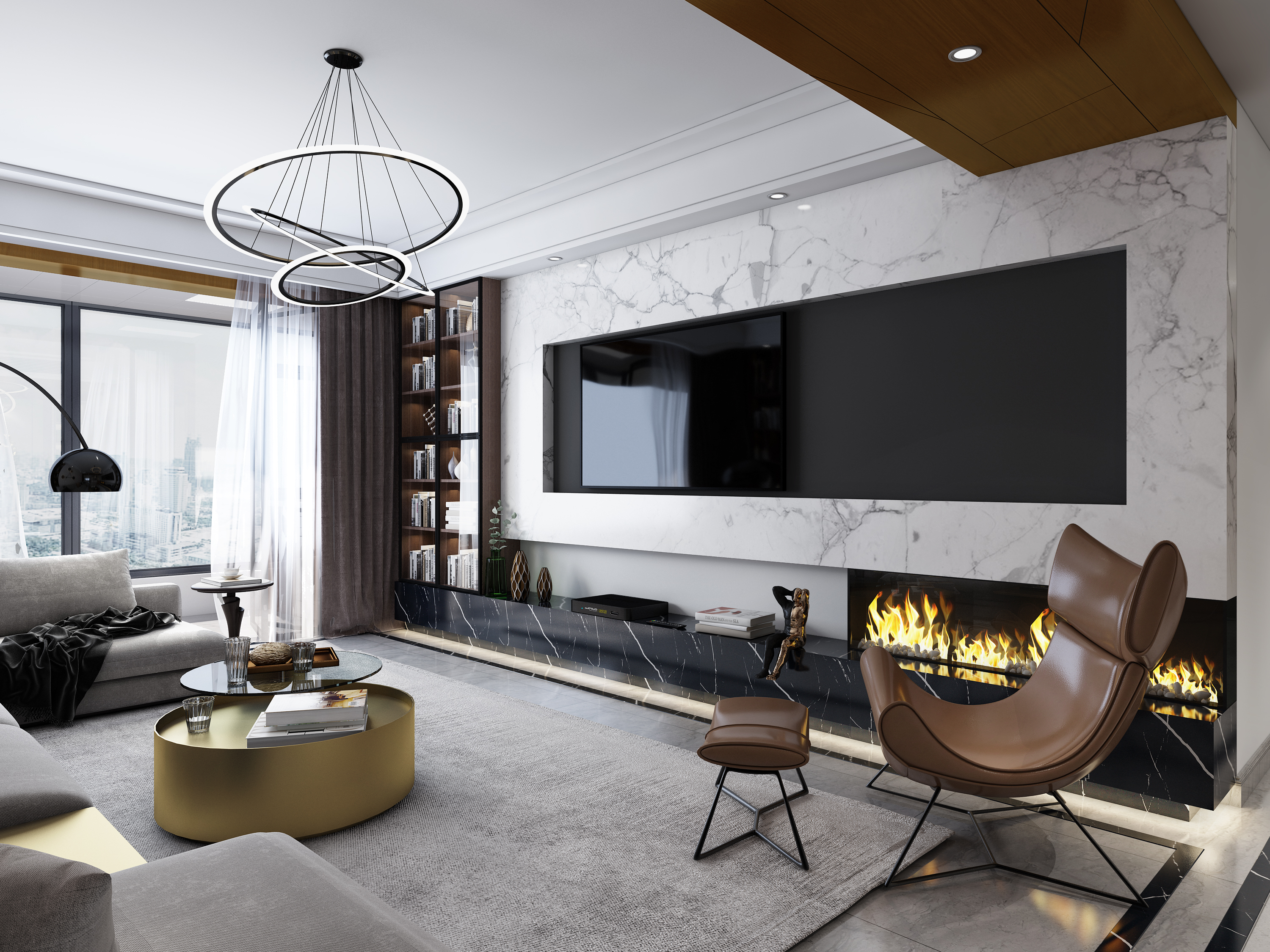 大理石流水般的客餐厅设计-2