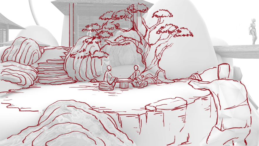 喜随作品|壶中胜境·商业中庭的科技国风微缩园林-197