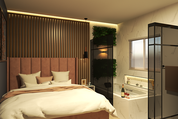 Quarto simples com banheira integrada-6