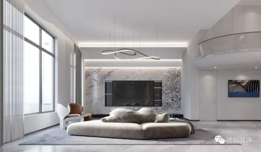 灵动弧线诠释现代艺术美感·云峰原著 425㎡联排别墅设计丨德馨装饰-9