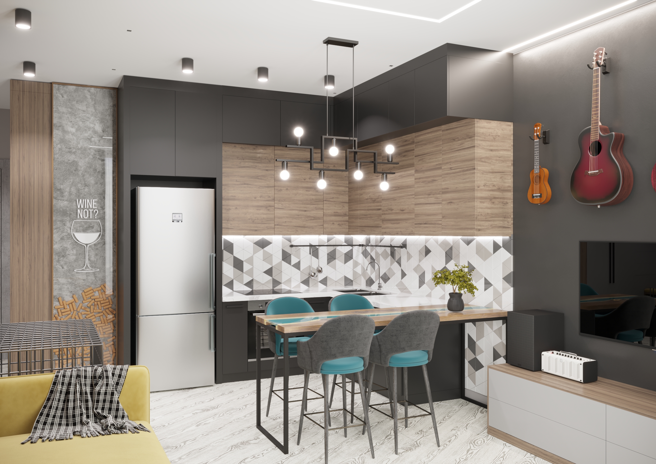 2022 г. Гостиная в Жк Коктобе Сити г. Алматы.-2