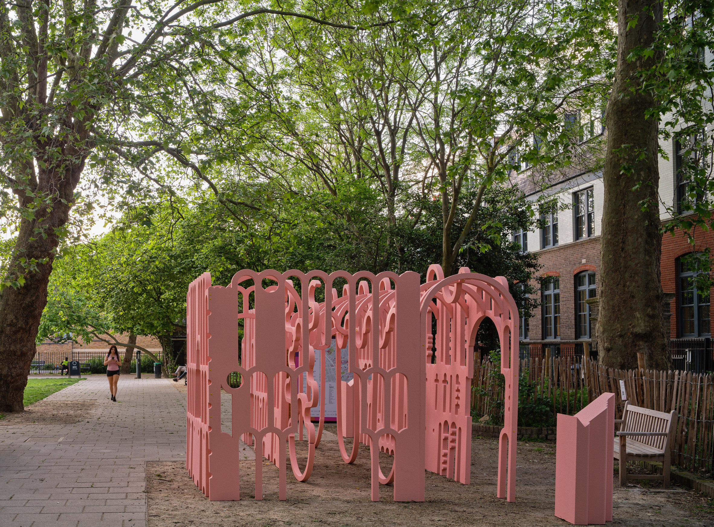 Peter Morris designs Clerkenwell Design Week pavilion from pink imitation stone-10