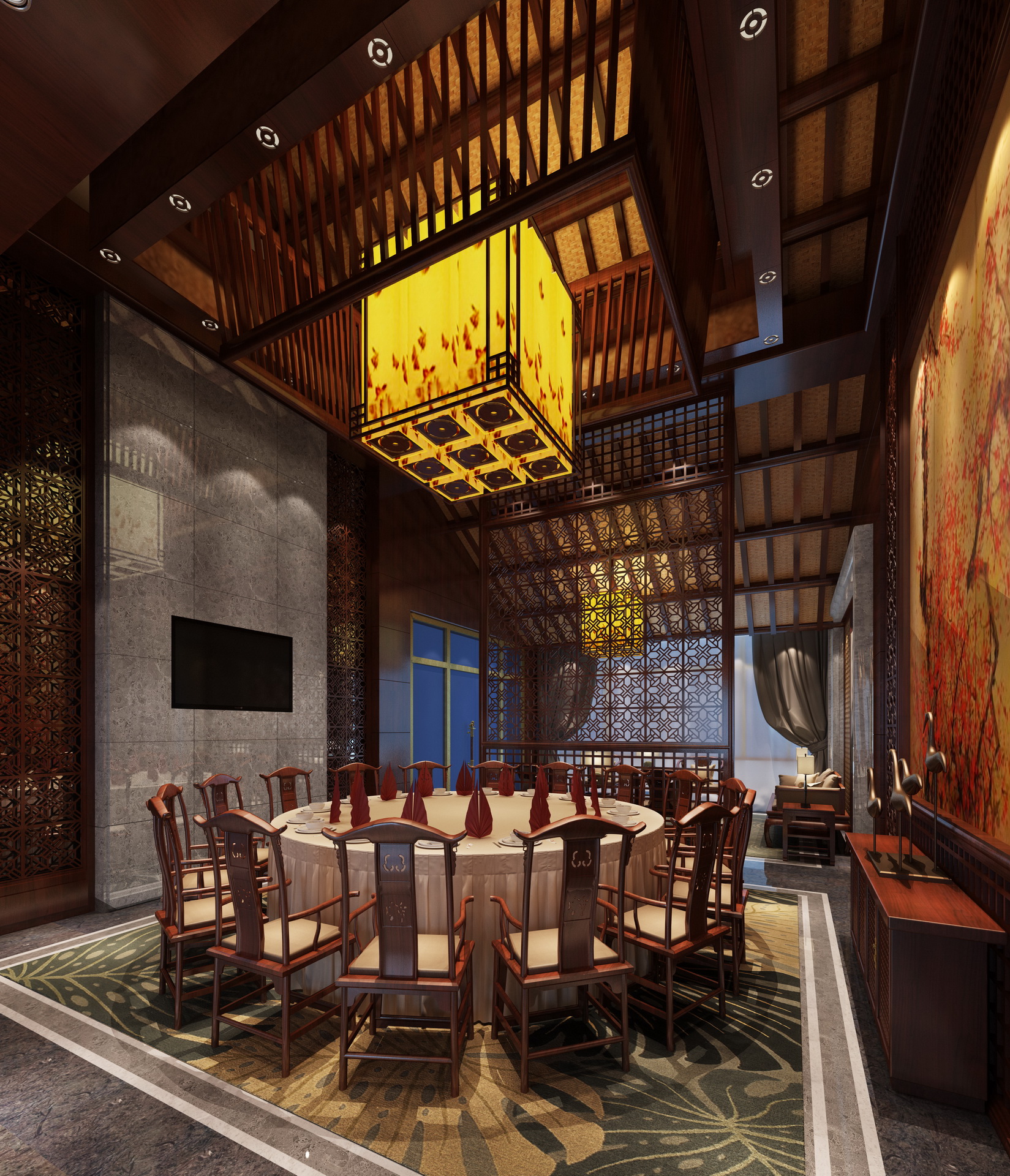 餐厅设计效果图中餐厅餐厅包间包房小吃店面馆工业主题餐厅-9-51