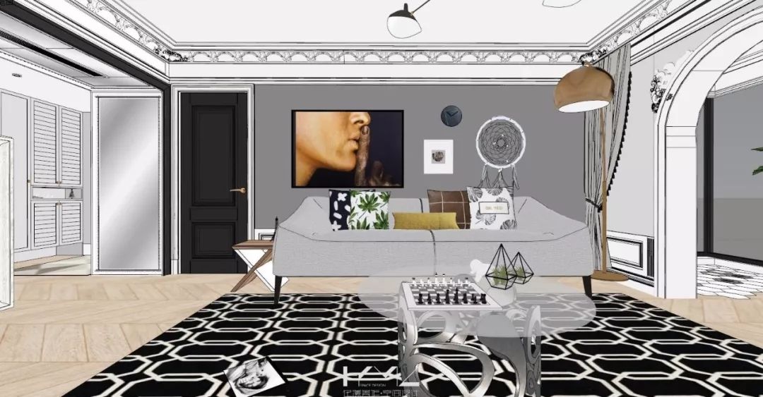 南京现代混搭风格客厅,360°旋转电视架酷炫登场-45