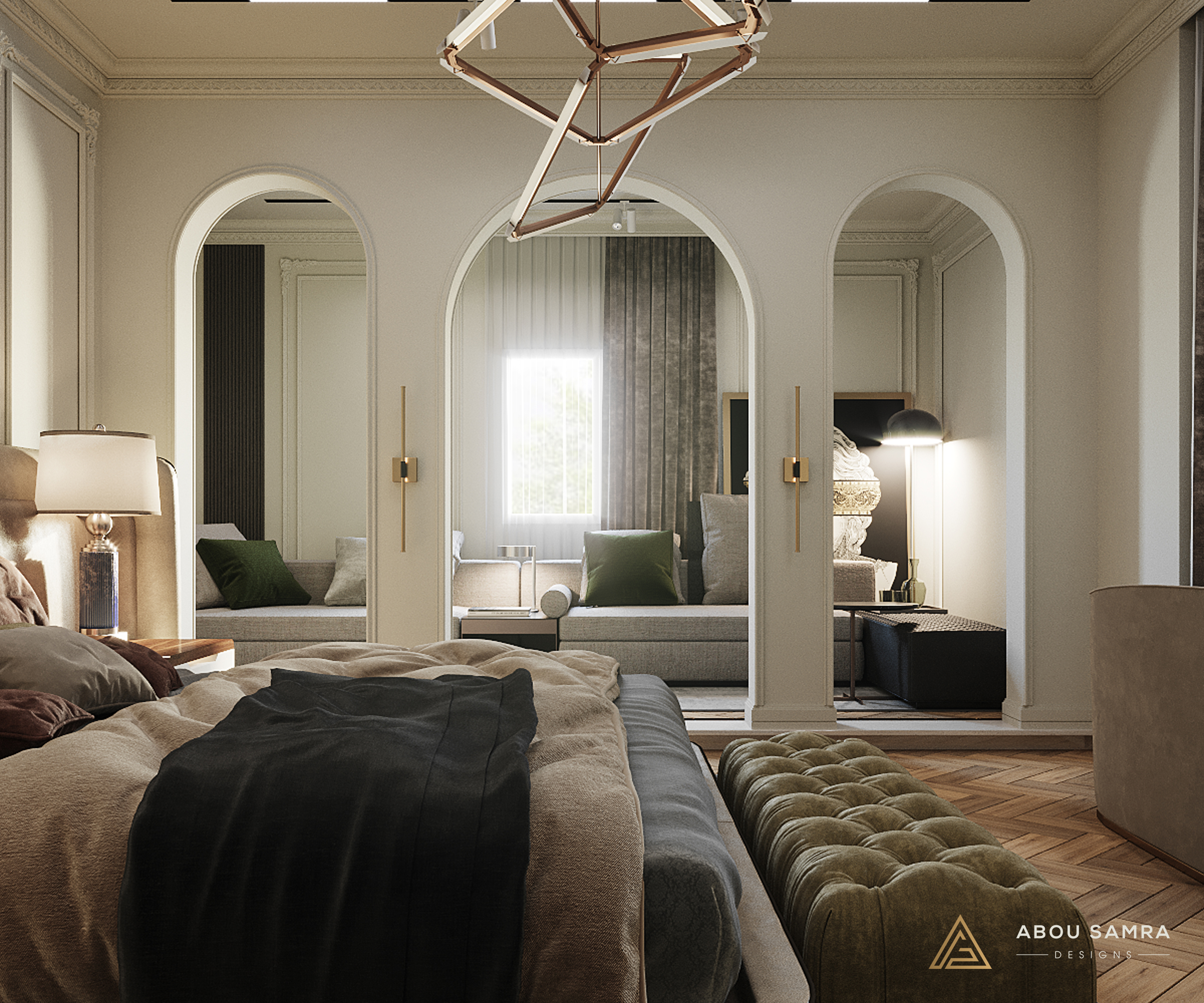 新古典主义卧室带浴室丨沙特阿拉伯丨Abou Samra Group-6
