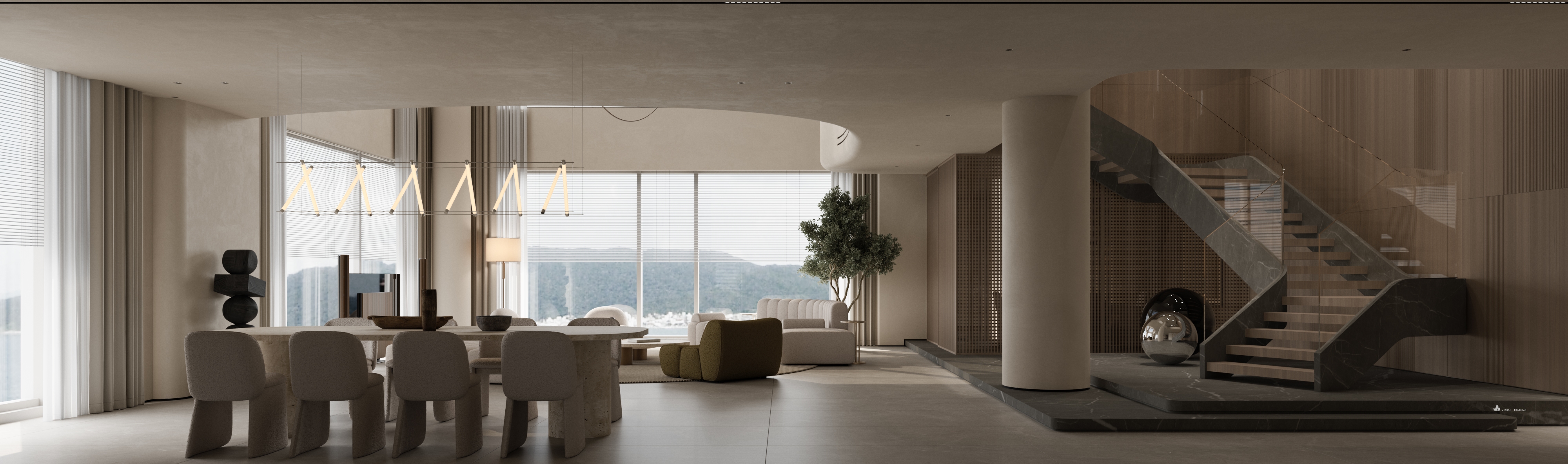 顶流现代挑空别墅-11