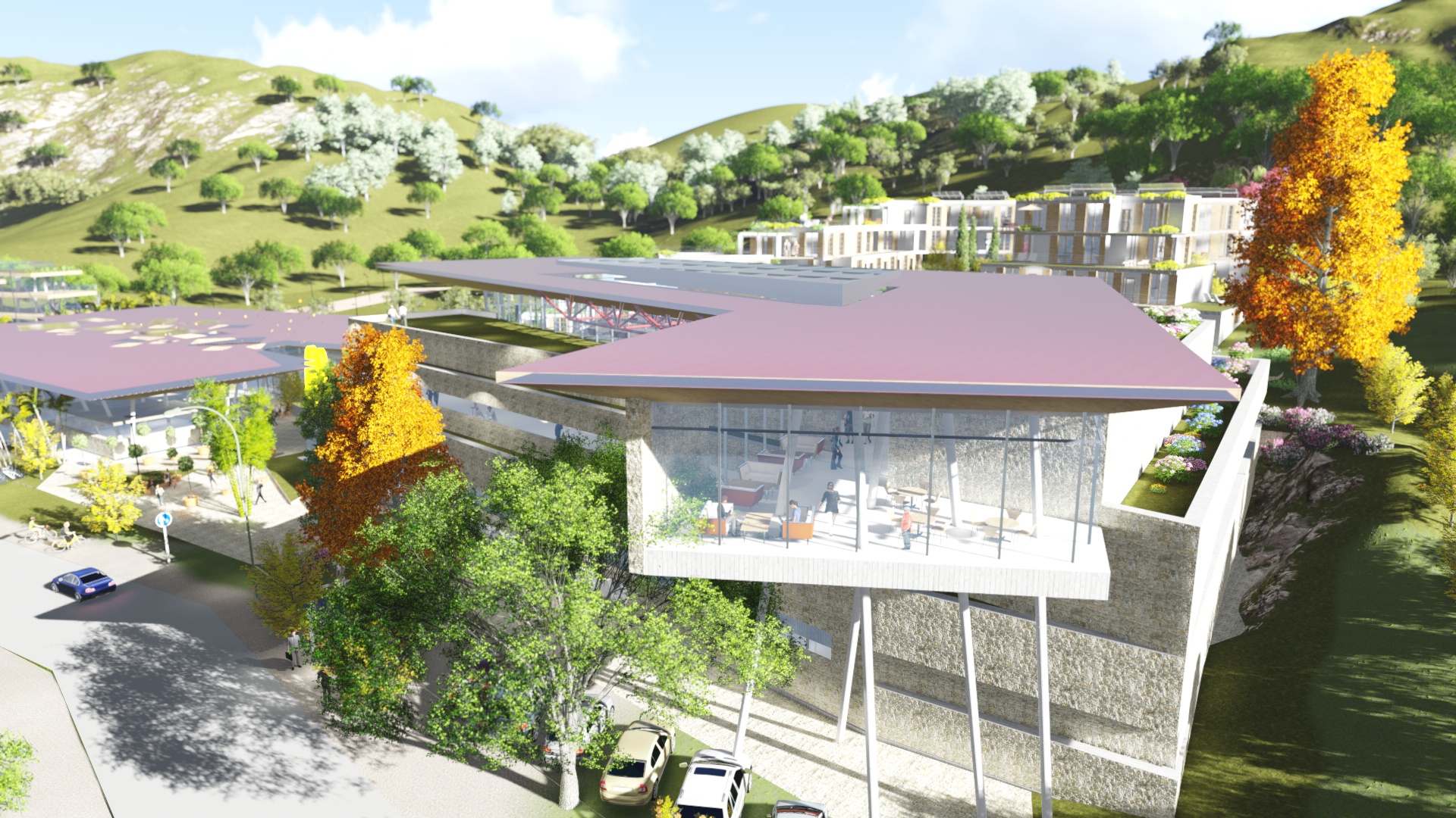 山坡上的绿色商业综合体-28