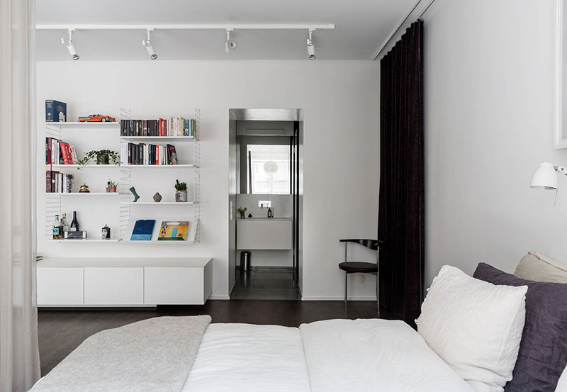 瑞典 65 平米开放式公寓 | 全透明卧室、亮丽铜墙、狭长衣帽间-14