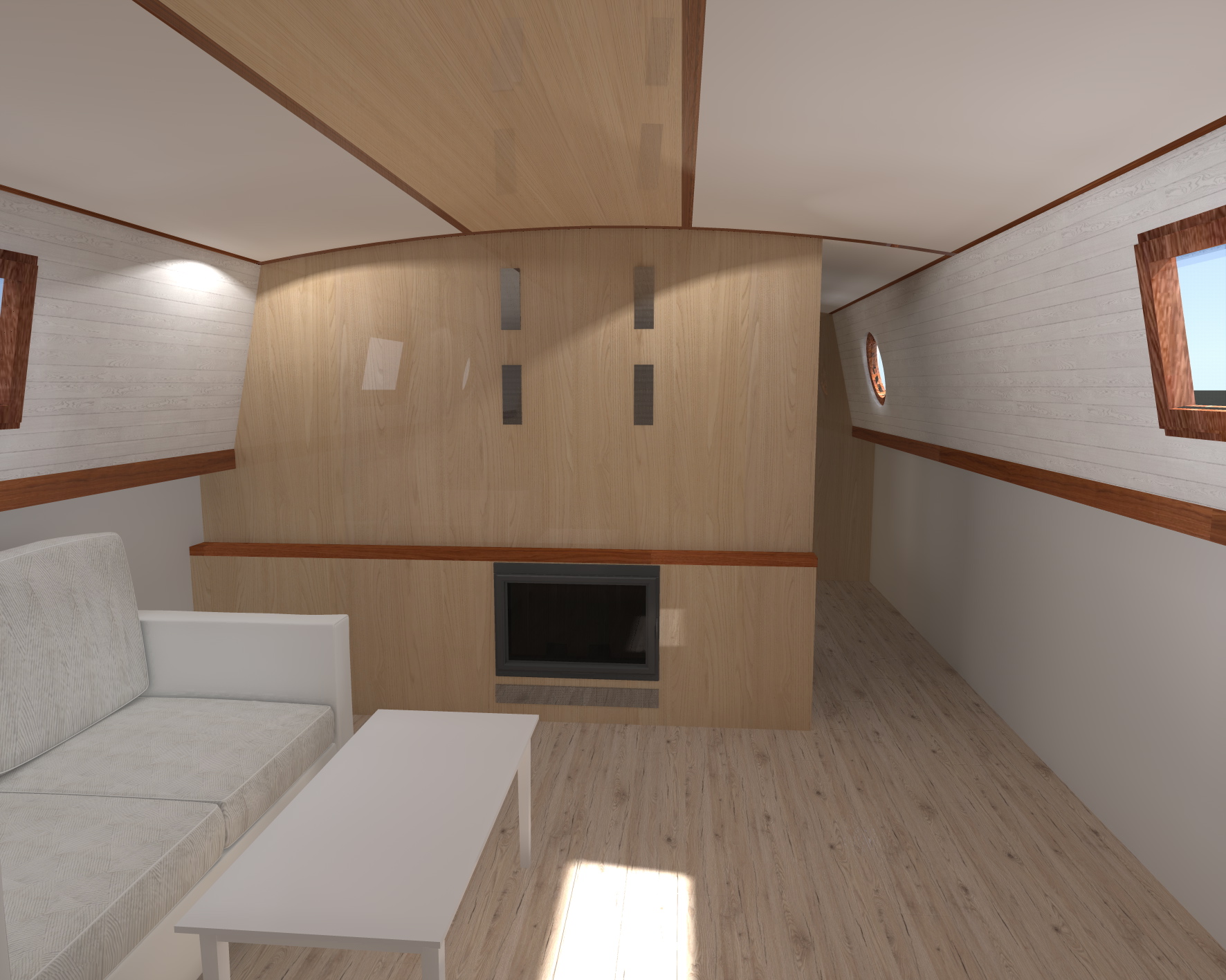 Canal boat Types of fireplace, heat distribution system-8