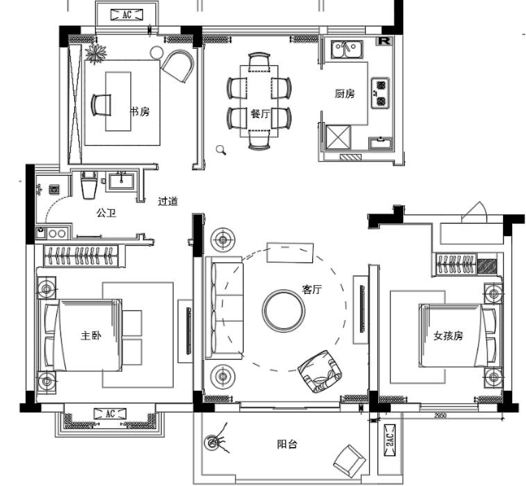 95㎡山东青岛中洲控股样板间设计-16