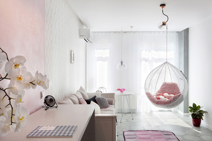 乌克兰基辅 43㎡清新公寓 | 少女心的浪漫栖息地-3