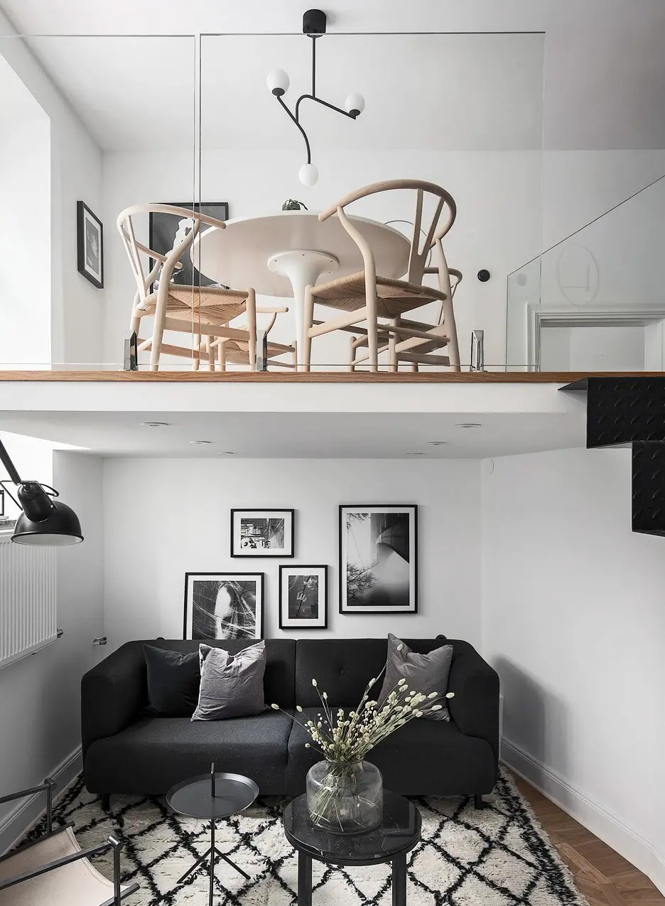 55 平米公寓惊奇布局，餐厅设在高处-2