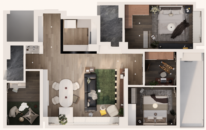 内舍软装丨123㎡现代中古风，在时光褶皱里收藏家的温柔诗篇！-40