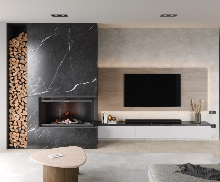 现代风格厨房与客厅结合空间设计丨乌克兰-7