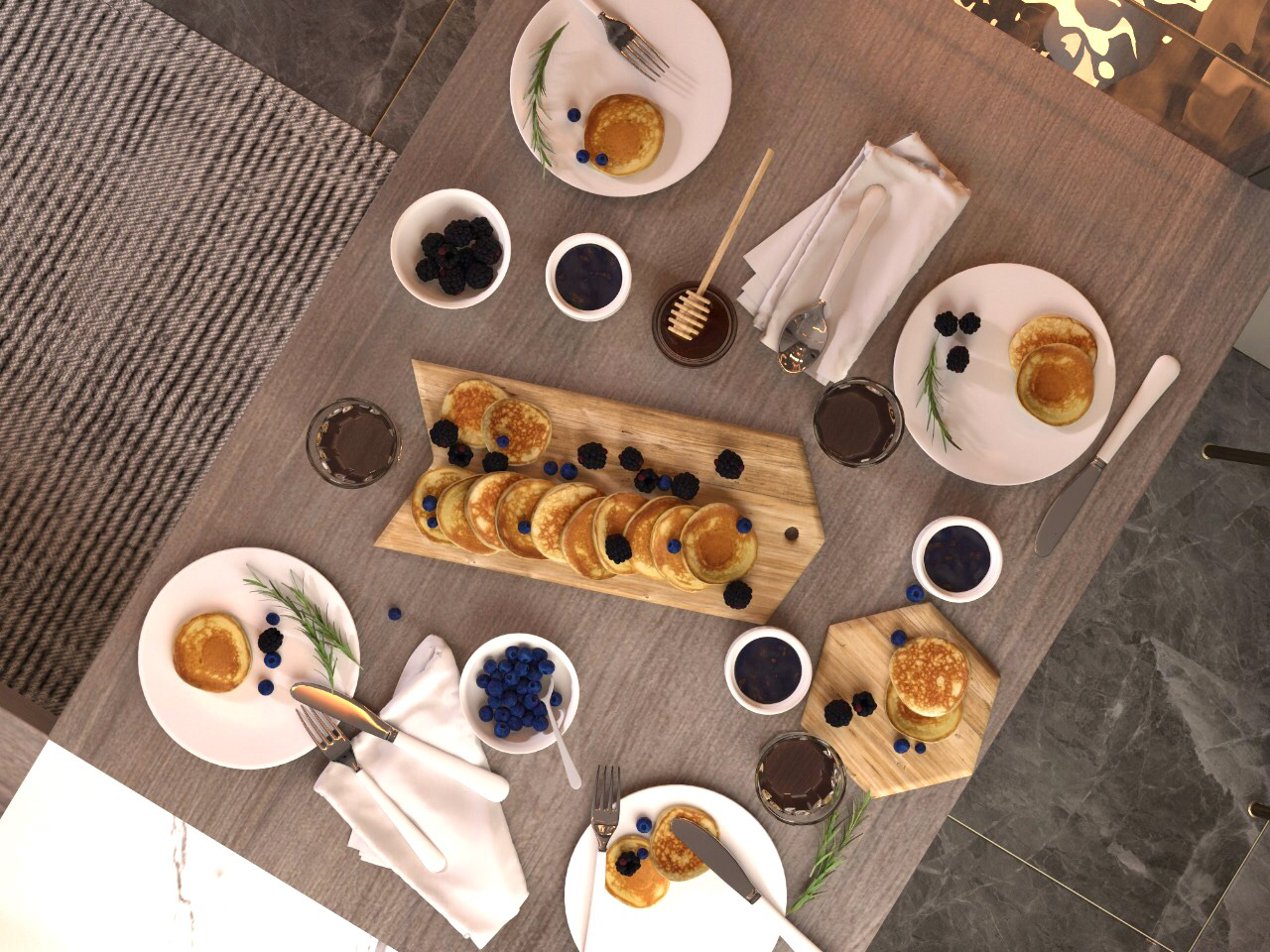 modern kitchen design with matching warm colors .-3