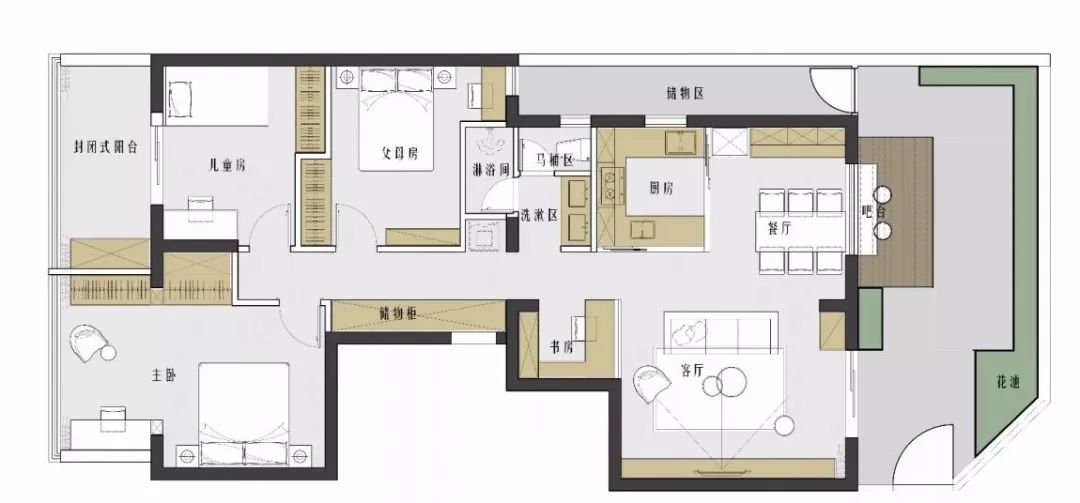 深圳福田 110 平五口之家改造 | 咖啡吧搬回家，三代同堂不拥挤-15