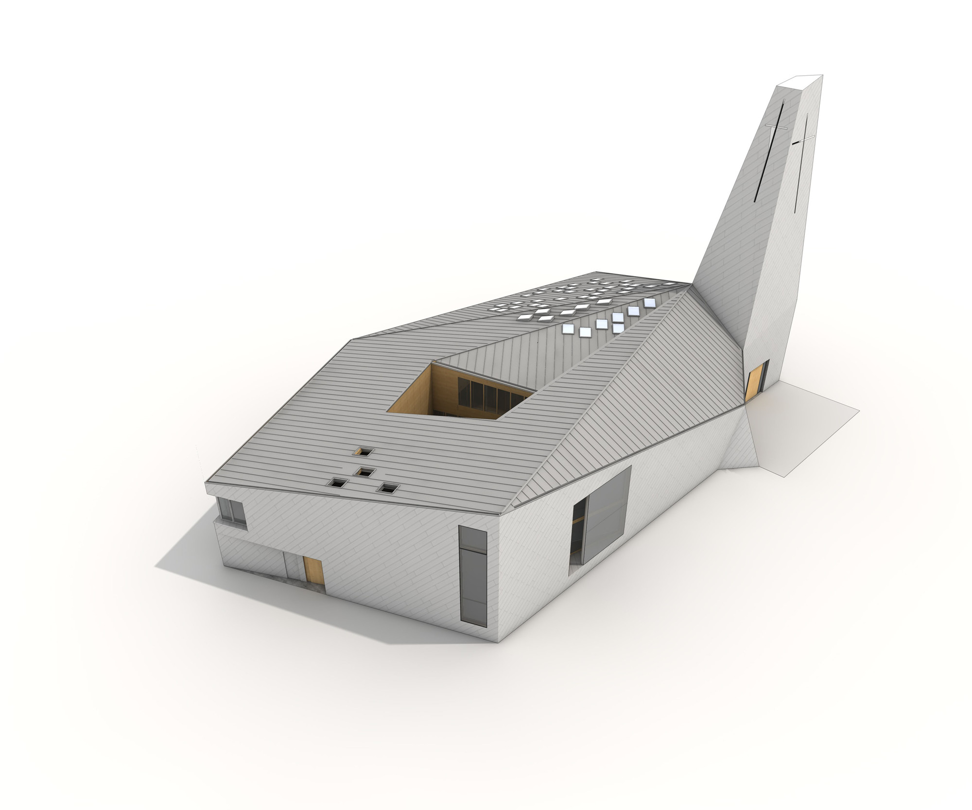 折叠 zinc 外壳中的宁静圣所——法国 Ensemble Pastoral Catholique 教堂设计-59