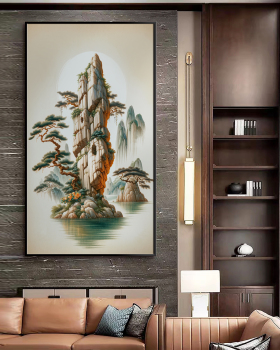 颜舍水晶珠挂画《峰峦聚宝地》