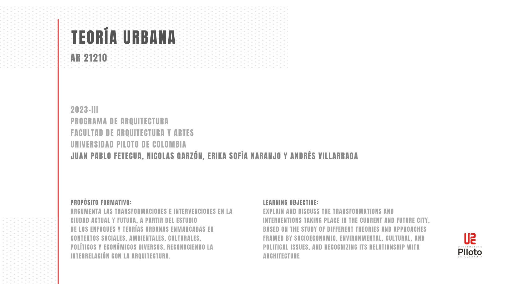 TEORÍA URBANA 2023 - II-0