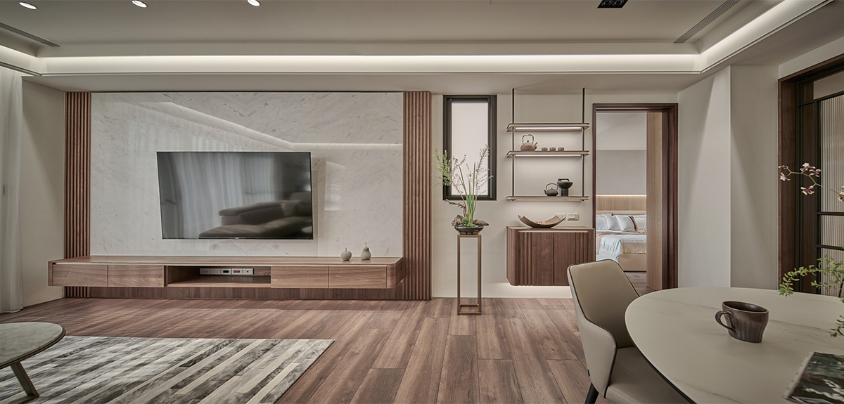 家装设计案例鉴赏——东方侘寂美学，悠然沉静退休宅 -4