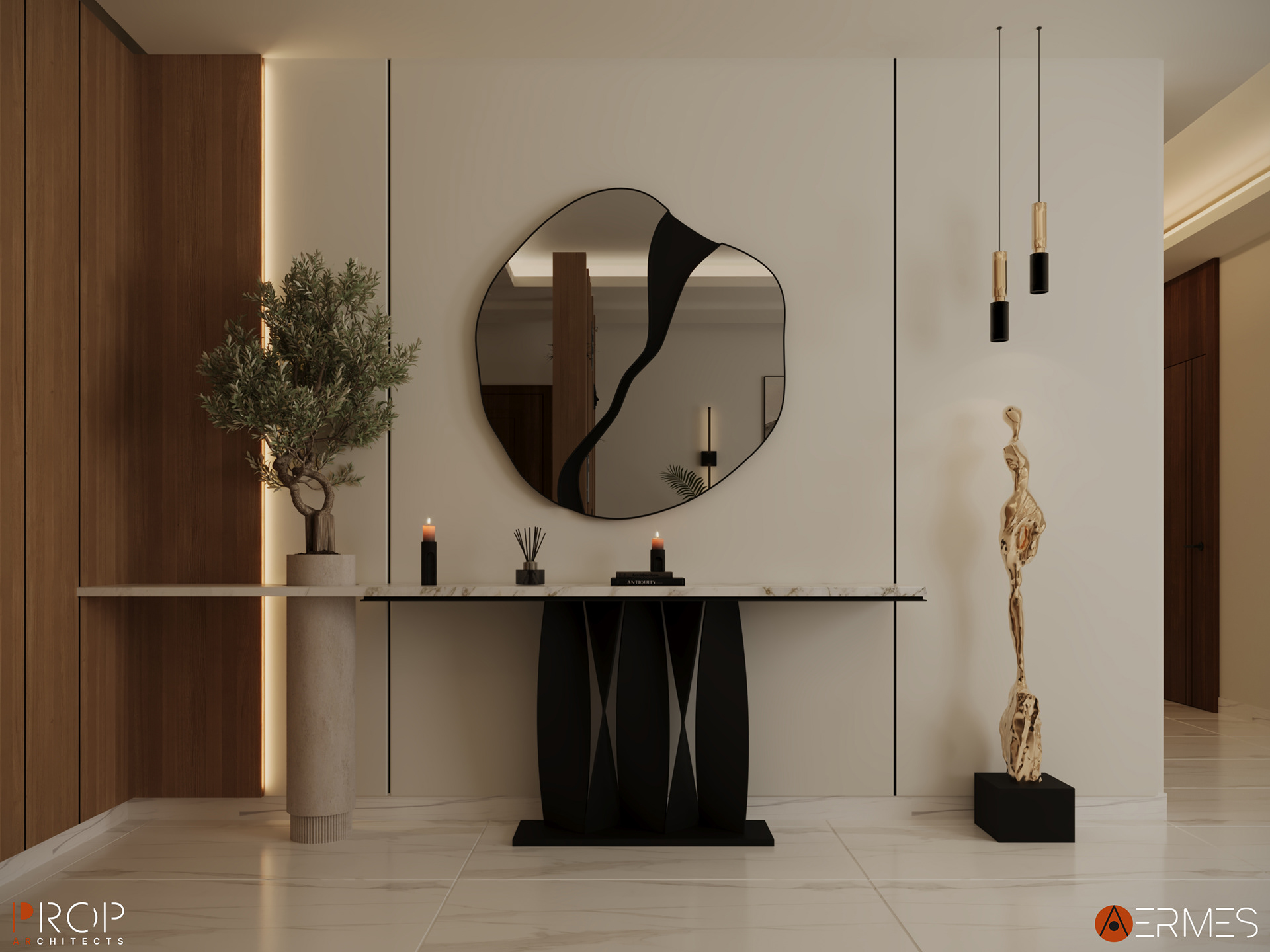 现代室内装饰；现代室内设计（注：这里室内装饰和室内设计在不同语境都可能对应，若仅从MODERN INTERIORS本身，现代室内设计更宽泛常用些）

如果严格按单一结果要求，这里取：现代室内设计 丨沙特阿拉伯丨PROP & AERMES ARCHITECTS-11