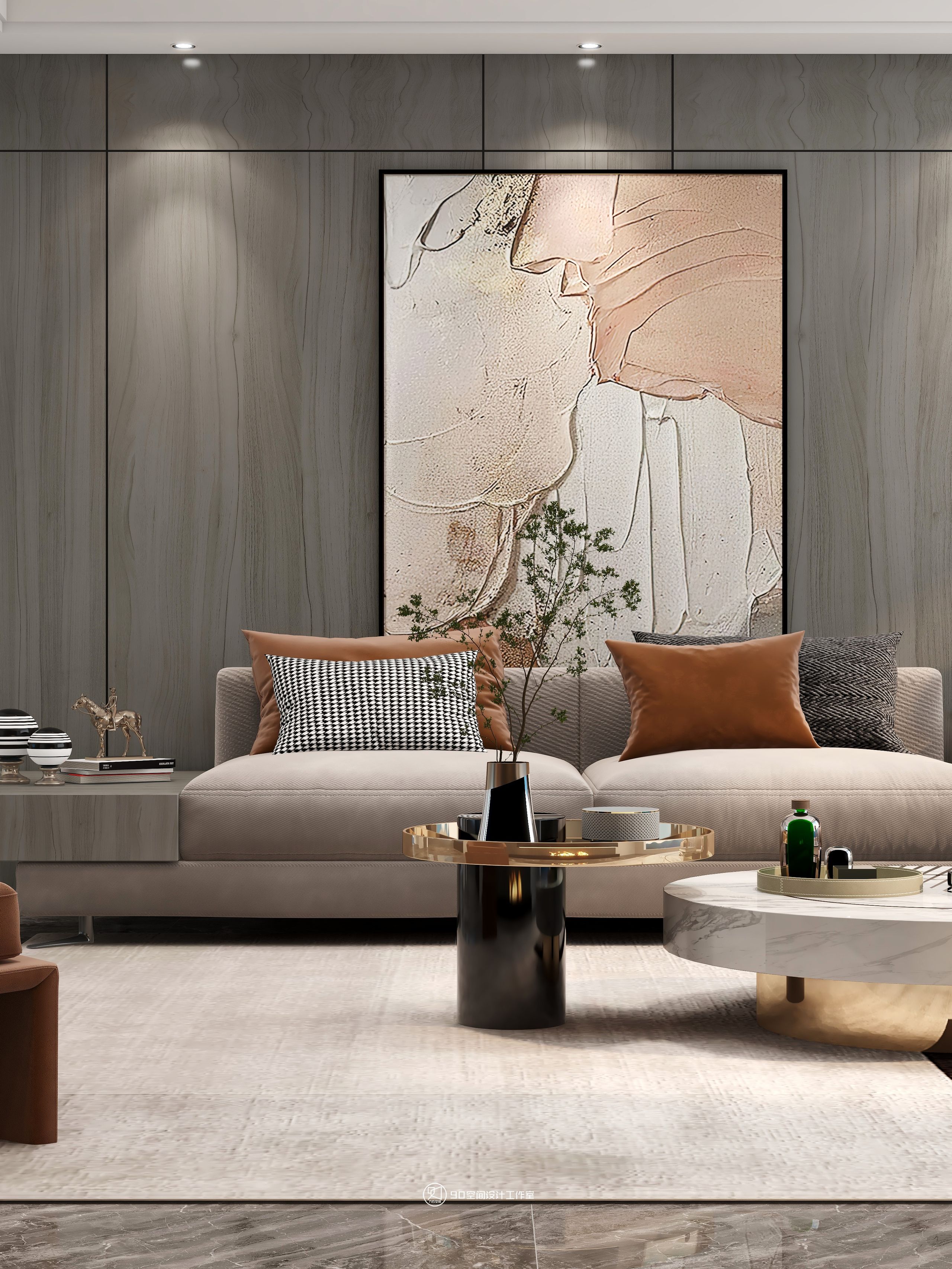 189㎡轻奢复式住宅设计丨90 空间设计-4