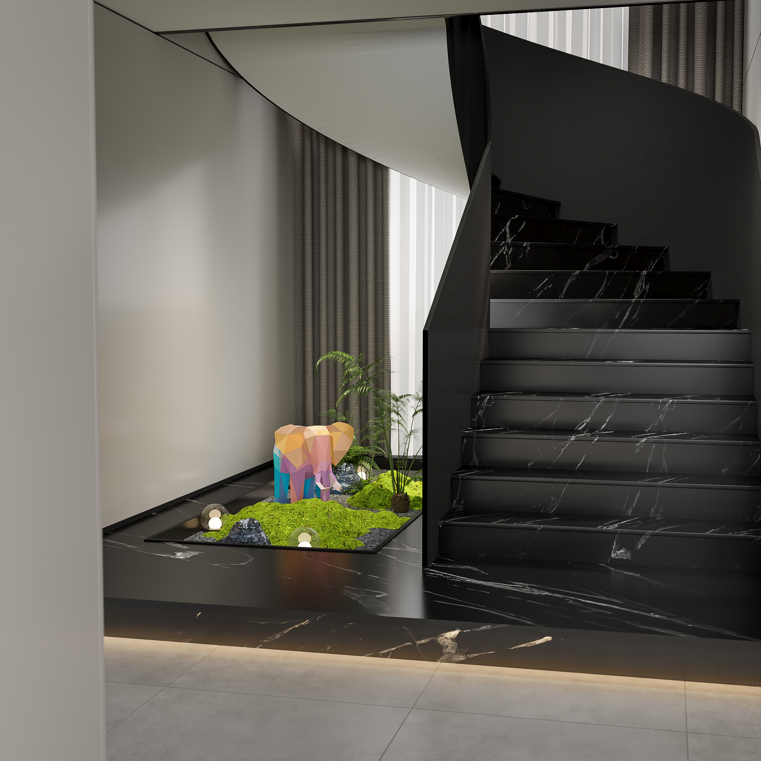 现代黑白灰客餐厅-11