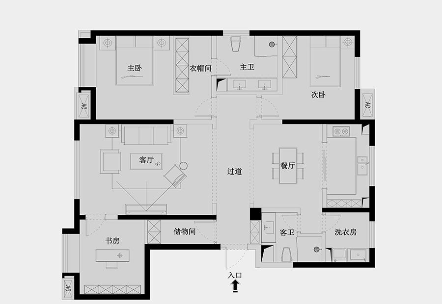 万科精装华丽蜕变，打造多功能一体化空间-1