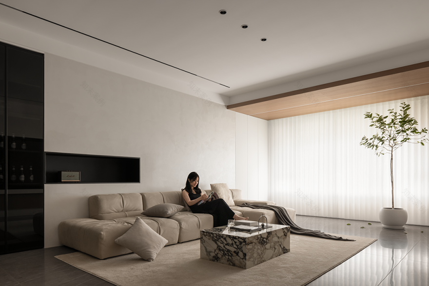 170㎡简约大平层,暖白原木的细腻优雅 | 深零设计-21