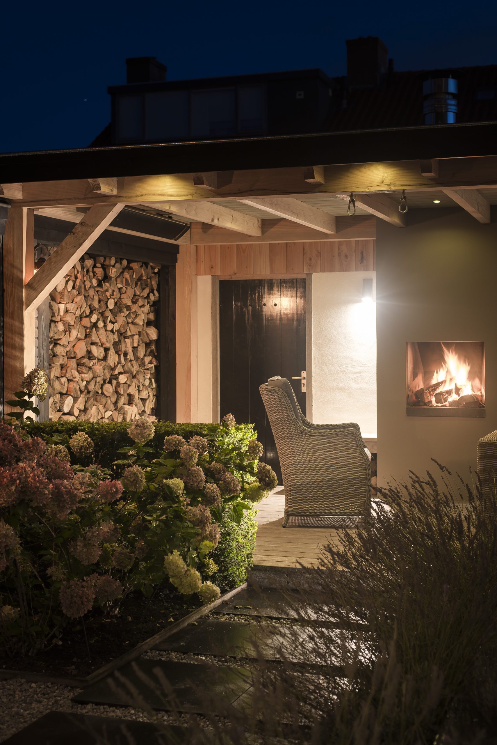 Landscaping with pond and veranda-6