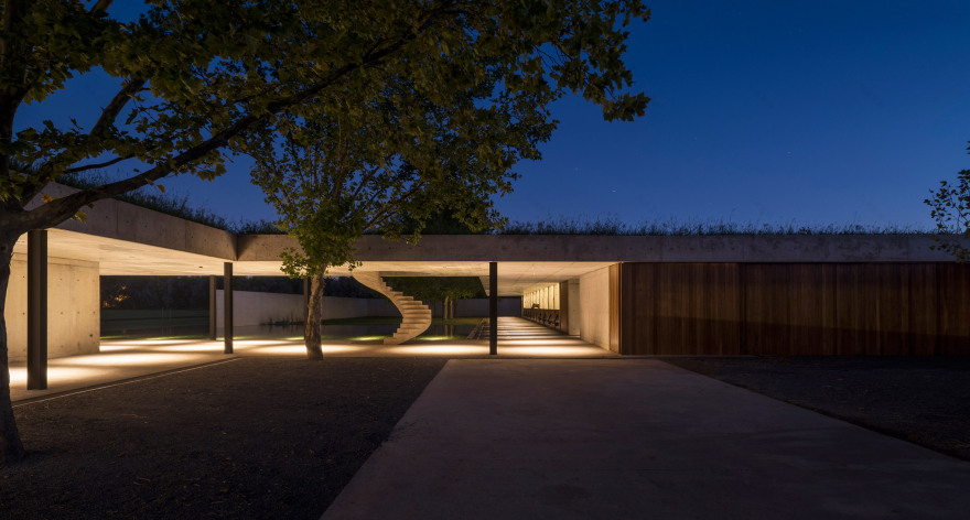 Polo stables features grassy roof for horses to graze and spectators to sit-28