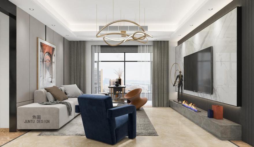 广州兰亭盛荟 130m²高级灰时尚家居丨中国广州-3