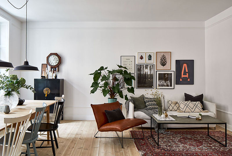 斯德哥尔摩黑白公寓，绿植细节打造舒适空间-7