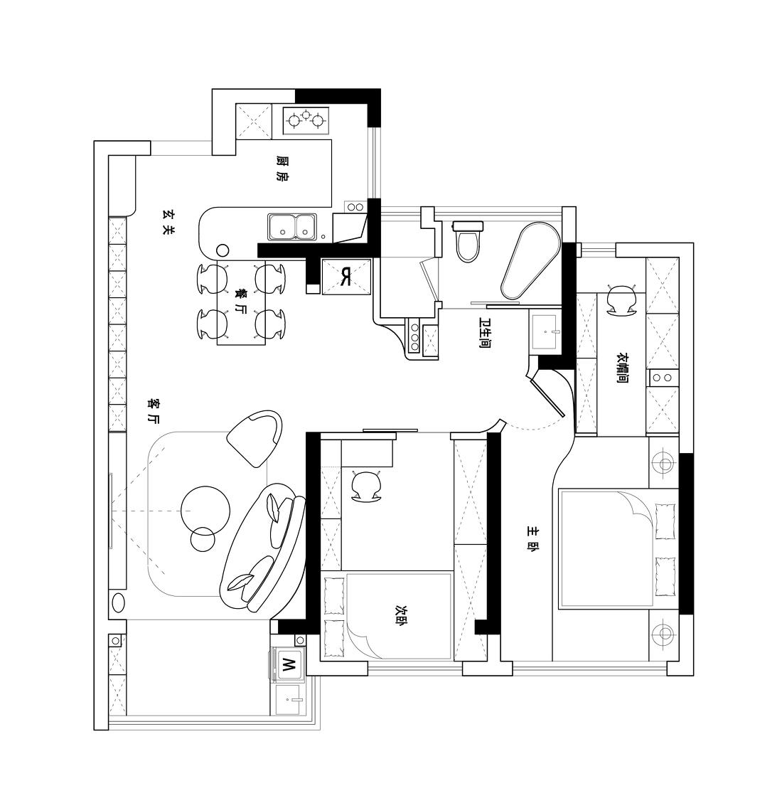 弧形拱门,波浪墙面新居设计-2
