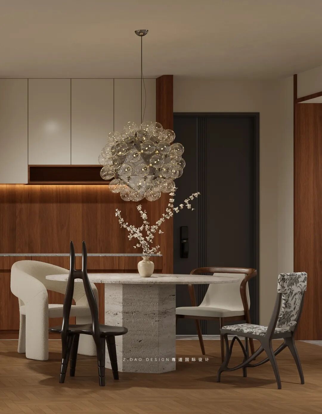 尊道新作|合肥『中央公园岚庭』中古风大平层设计，时光沉淀可持续松弛的家~-92