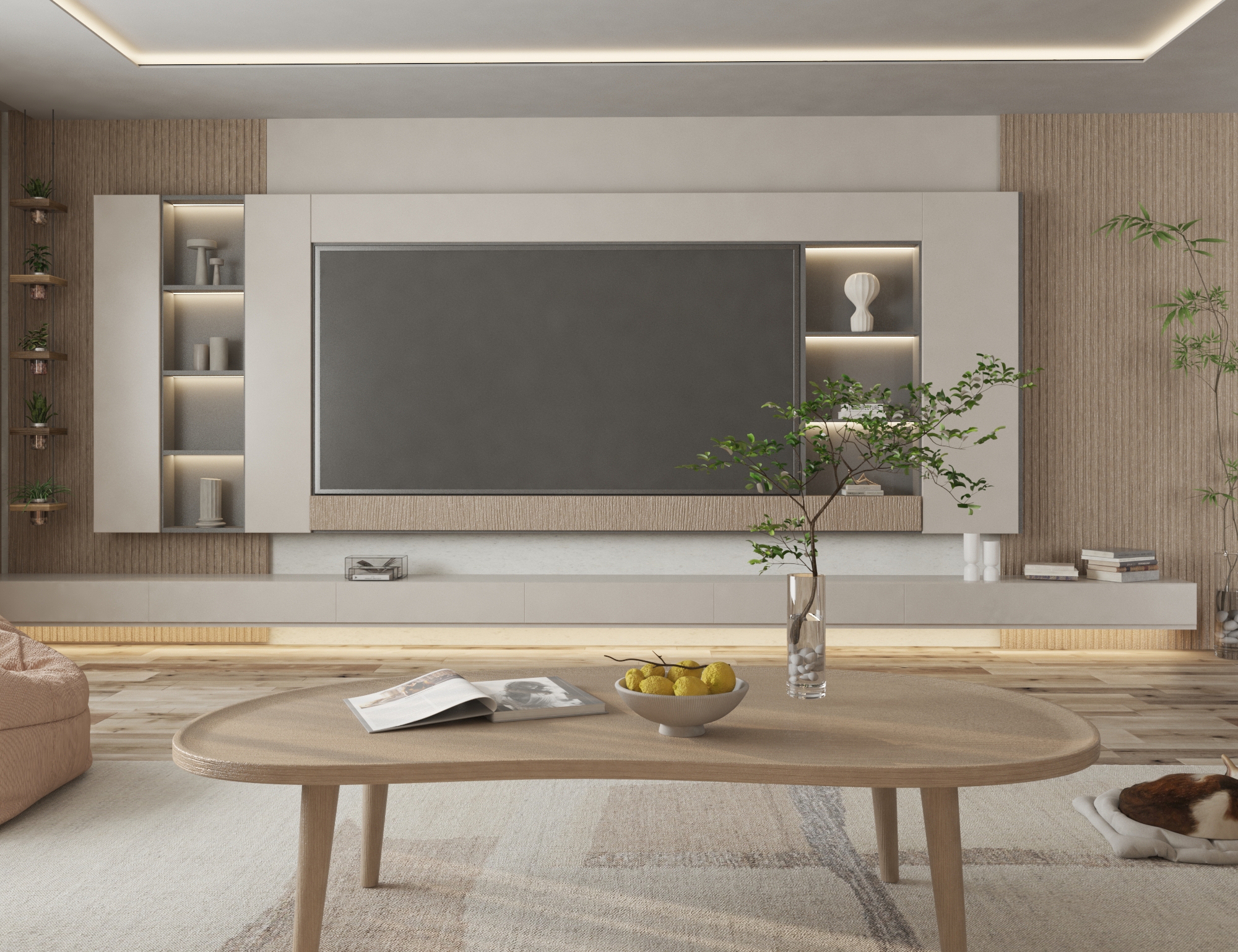 organic modern living room and kitchenette-1