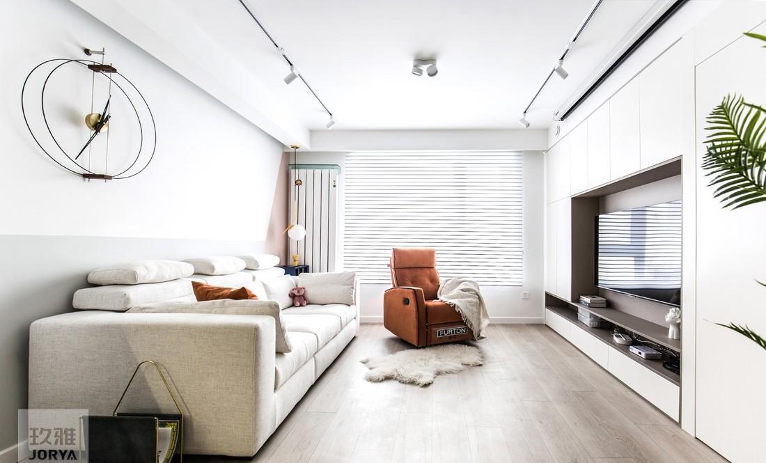 全能格局,珊瑚橘色点缀的玖雅平层设计-2