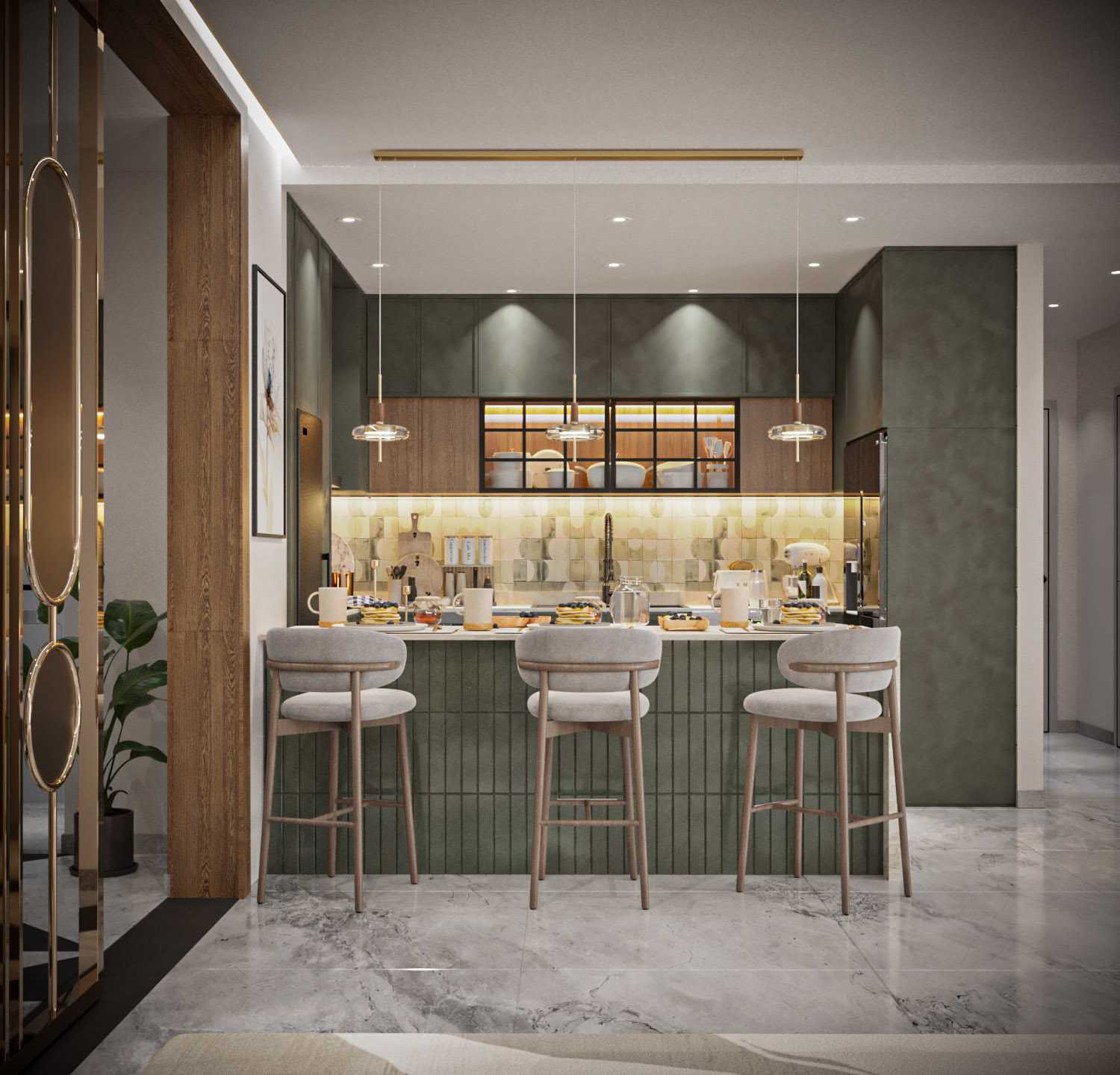 起居、厨房和用餐区丨OMNIA NASR AL SHAER-11