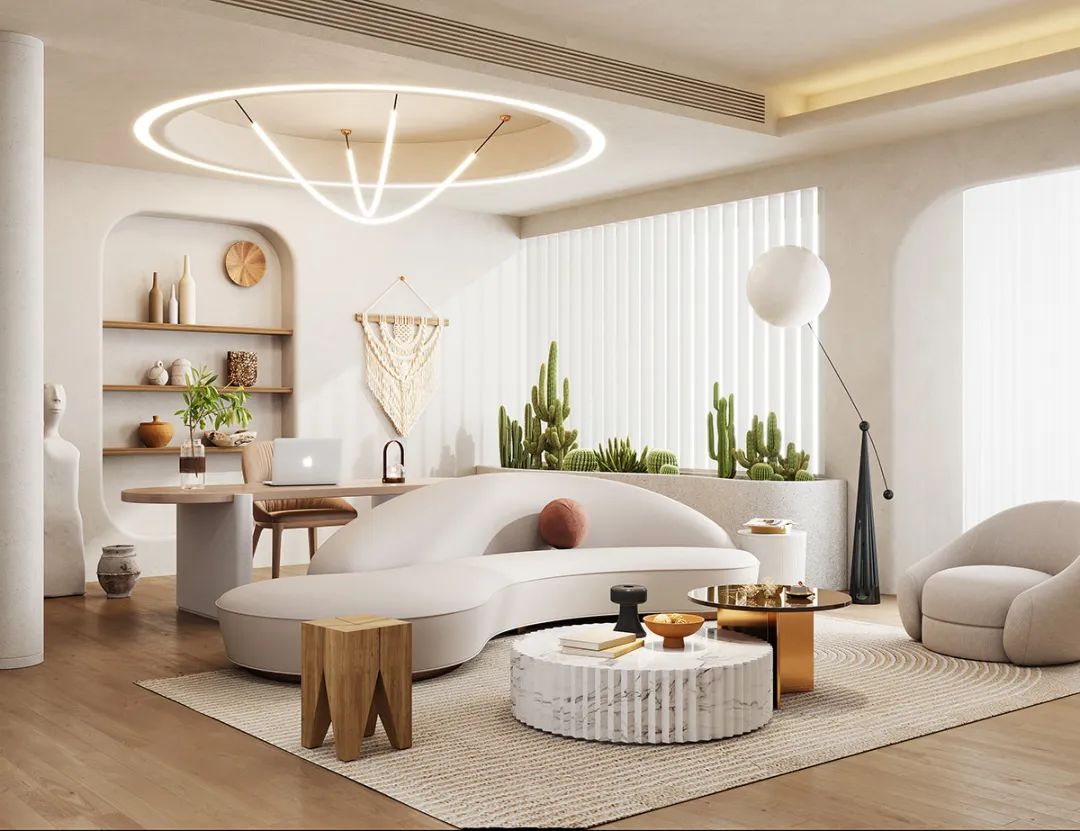 现代米色客厅设计 40 例，时尚元素打造惊艳空间-49