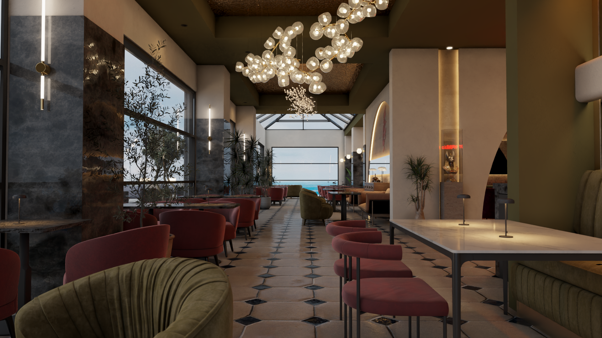 餐厅和水烟休闲室室内设计丨沙特阿拉伯-25